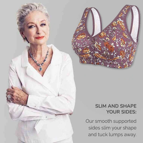 2024 New Plus Size Front-Closure Flower Bra ๐ธ