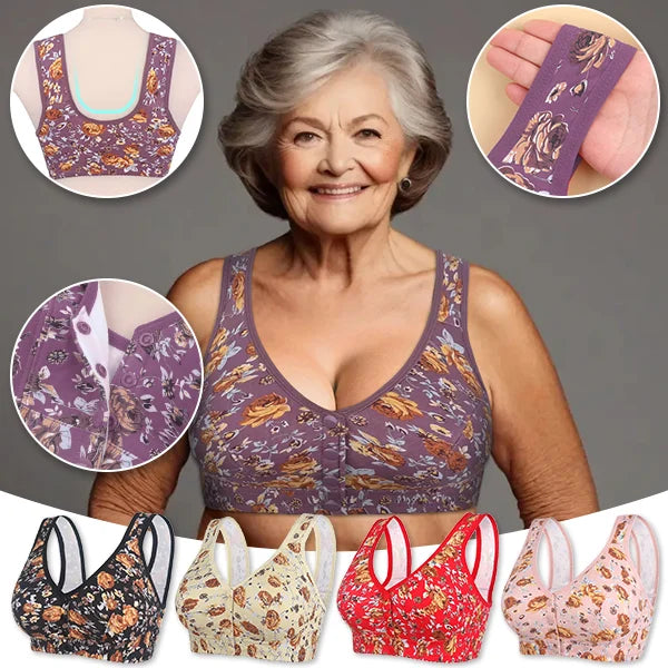 2024 New Plus Size Front-Closure Flower Bra ๐ธ