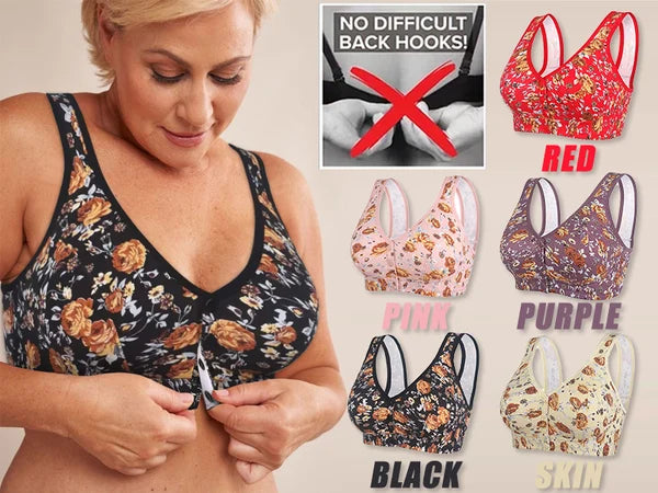2024 New Plus Size Front-Closure Flower Bra ๐ธ