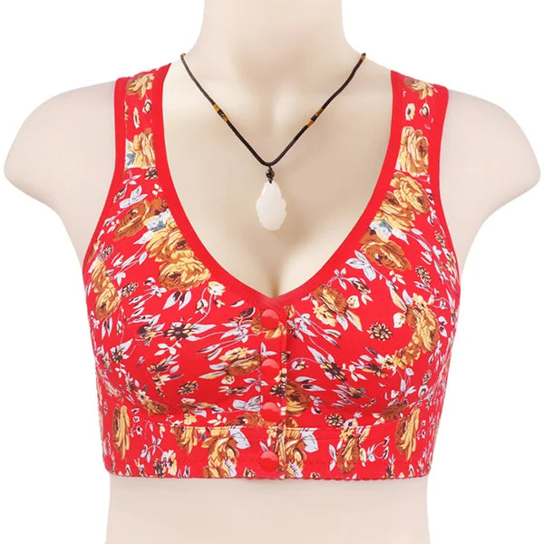 2024 New Plus Size Front-Closure Flower Bra ๐ธ
