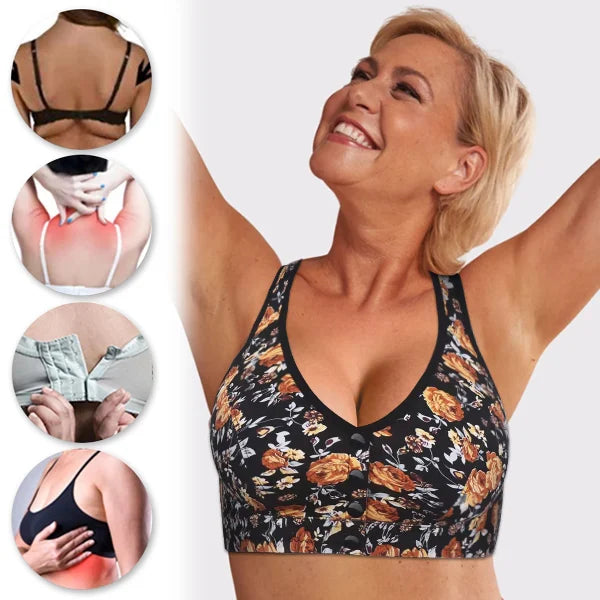 2024 New Plus Size Front-Closure Flower Bra ๐ธ