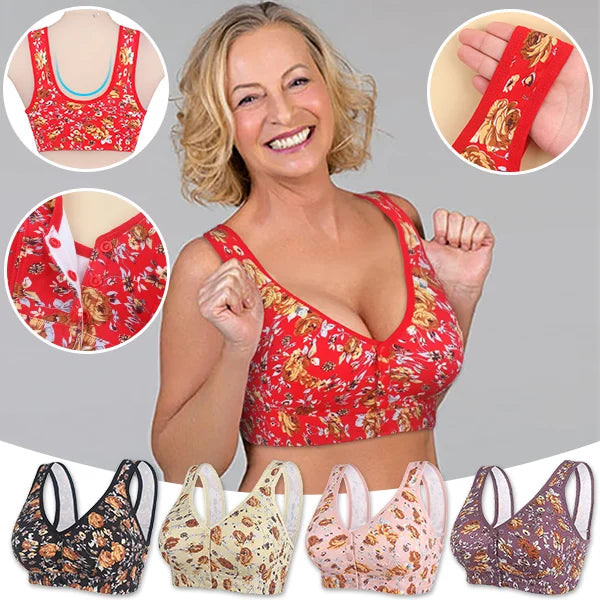2024 New Plus Size Front-Closure Flower Bra ๐ธ